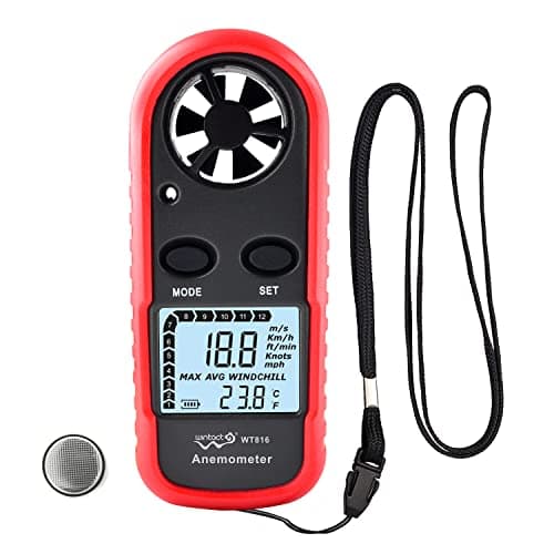 Wintact Handheld Anemometer, Digital Wind Speed Meter Gauge, Air Flow Velocity Tester with Measuring Wind Temperature 14℉ to 113℉ for HVAC Duct Outdoor Kite Boat Sailing Surfing (WT816)
