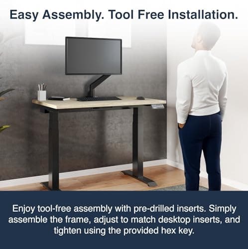Desky Dual Mini Sit Stand 32 x 20 in Compact Desk with Dual Motors, 3-Stage Height Range, 4 Memory Presets – One-Piece Top for Home Office Sublime Teak 7