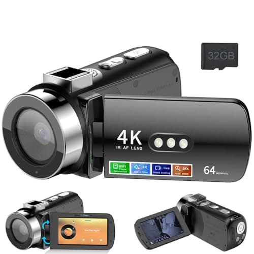 Lozenge D9 DV 64MP Night Vision Camcorder 3.0'' Screen Night Vision Goggles Digital Camera with 32GB Card (Black)