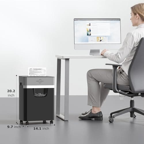 BONSEN 14-Sheet Paper Shredder for Home Office, Heavy Duty Cross Cut Shredder with 5.3 Gal Pullout Bin, Quiet Shredder for CDs/Credit Card/Staple, P-4 Security, Anti-Jam System 9