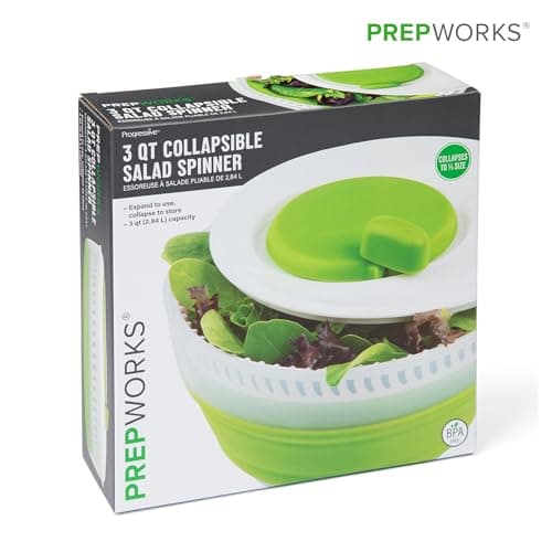 PrepWorks 3 Qt Collapsible Salad Spinner – Space-Saving, Easy-to-Use, BPA-Free, for Quick Salad Washing & Drying, Dishwasher Safe 8