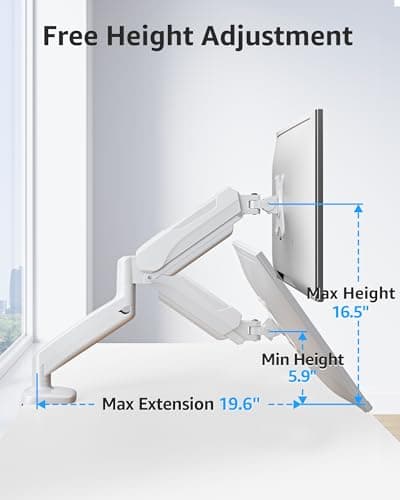 MOUNTUP Single Monitor Desk Mount Holds Screen up to 32 inch, Height Adjustable Monitor Arm, Computer Monitors Stand with Clamp/Grommet Mounting Base, VESA Mounts Fit 4.4-17.6lbs Computer 8