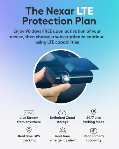 Nexar Beam2 Mini Dash Cam Car Camera 64GB Storage 24H Parking Mode Wide Angle FHD Lens Wireless Dash Camera for Cars Includes $25 OBD Hardwire Kit for Continuous Power 6