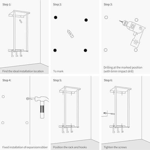 HOTNIU Towel Racks for Small Bathroom Wall Mounted, Vertical Towel Storage with Metal Shelf and 3 Hooks, Bath Towel Rack for Rolled Towels, Black Towel Holder for Large Bath Sheets Towels 8