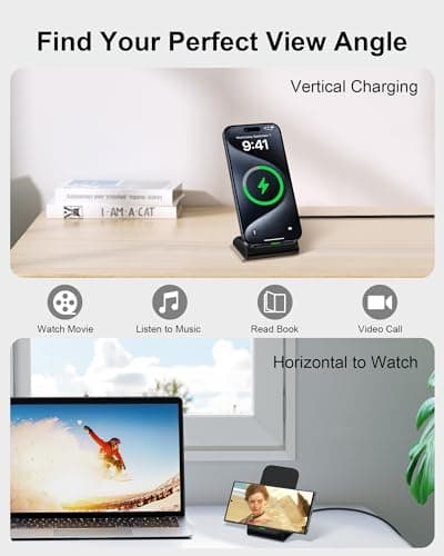 15w Android Wireless Charging Stand for Google Pixel 9 Pro XL 8 Pro 7 pro 7a 7 6 pro, QI Wireless Charger Station for Samsung Galaxy S24 S23 S25 Ultra Apple iPhone 16e 16 15 14 Power Adapter Included 5