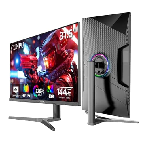 CUNPU 32 Inch 4K 144Hz Gaming Monitor, UHD Fast IPS Panel, 1ms GTG, sRGB 120%, Freesync & G-Sync, DisplayPort, HDMI 2.1, Built-in Dual Speakers, Support PS5 120Hz VRR, VESA, Height/Vertical Adjustment