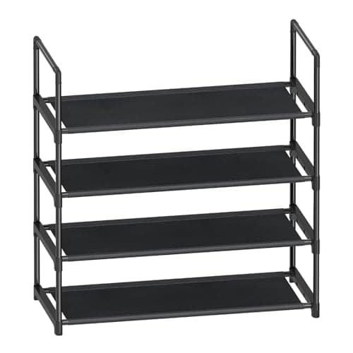 HITHIM 4-Tier Shoe Rack,Stackable Wide Shoe Shelf for Shoe Storage,Sturdy Shoe Stand,Non-Woven Fabric Long Shoe Organizer for Closet,Upgrade Shoe Holder for Entryway, Doorway and Bedroom