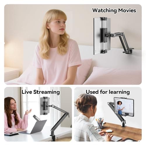Feising Portable Monitor Stand Desk Mount - Strong Bearing Weight over 5.5lbs, Large Clamp support up to 18.5 inch 360° Rotating Base Swivel Tall Desk Arm Holder for iPad Air/Pro/Mini 6