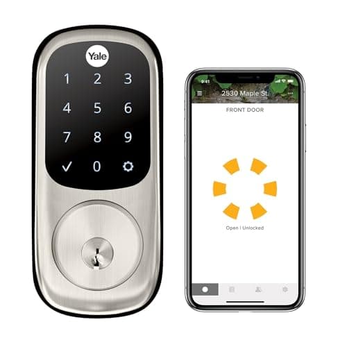Yale Security Assure Lock Deadbolt, Satin Nickel Wi-Fi Connected Smart Lock with Back-Up Key and Digital Touchscreen Keypad for Code Entry and Remote Access, ‎YRD226-CBA-619