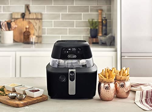 De'Longhi Rapid Crisp Air Fryer, 5-Quart, 1700-Watt XL Cooker, Fries, Crisps, Roasts, Bakes, 5 Preset Functions, Pizza Setting, Up to 20% Faster Cooking, Easy Clean Nonstick, 360° Viewing, Black 7