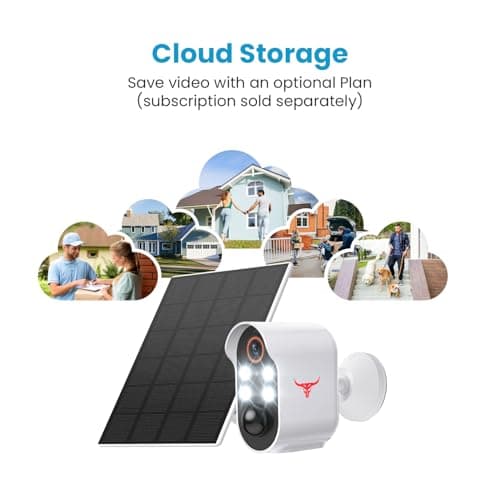 ALPHAPEACH 1080P Security Camera Wireless, Color Night Vision, Human Detection, Cloud Storage, 2-Way Audio, 2.4G WiFi, Live View, Indoor Outdoor Surveillance (4 Spotlights+Solar Panel) 6