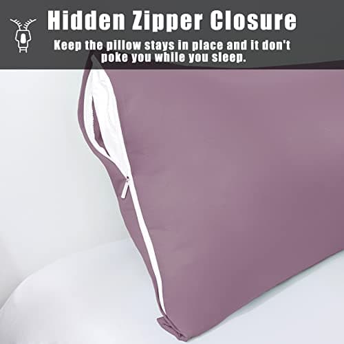Body Cooling Pillow Cases Cover, Bamboo Rayon Body Pillowcases with Zipper Closure, Cool & Breathable Pillow Case for Hot Sleepers and Night Sweats, 20x54 inches, Greish Purple 5