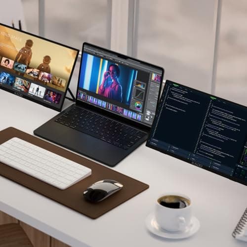 Kado Dual Portable Monitor Setup - 2-Pack 15.6-inch FHD Portable Monitor for Laptop, 1920x1080 IPS mini-HDMI USB Type-C Laptop Screen Extender Built-in Speakers, Stacked Desk Setup for Office Gaming 7