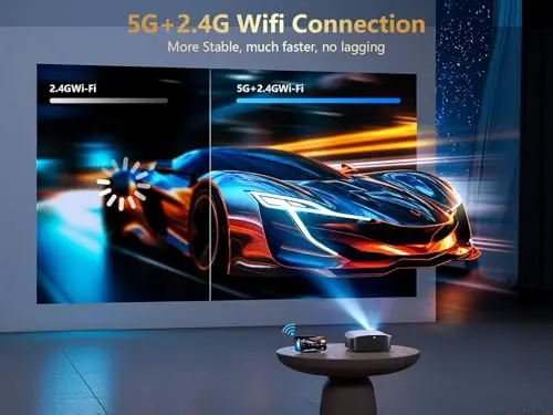 GooDee 4K Smart Projector with 5G WiFi and Bluetooth, Built-in Streaming Apps, Dolby Audio 400" Outdoor Movie Projector for Home Theater, Compatible with TV Stick, iOS, Android 6