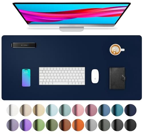 Aothia Leather Desk Pad Protector, Mouse Pad, Office Desk Mat, Non-Slip PU Leather Desk Blotter, Laptop Desk Pad, Waterproof Desk Writing Pad for Office and Home(Dark Blue,31.5" x 15.7")
