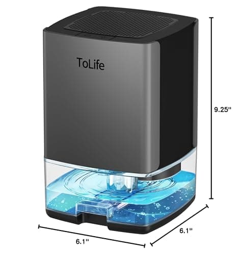 ToLife Dehumidifiers for Home 30 OZ Water Tank with Auto-Off, Portable Small Dehumidifier Room, Bathroom, Bedroom, RV, Closet 500 sq.ft, 7 Colors LED Light, Gray, Grey, TZ-C1 8