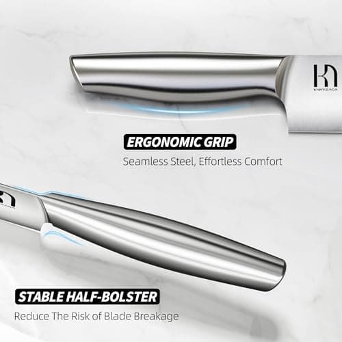 KnifeSaga Kitchen Knife Set 14 Piece Premium Japanese High Carbon Stainless Steel Knife Block Sets with Built-in Sharpener, Razor Sharp Knives Set for Kitchen, Quality Acacia Wood Block Knife Set 9