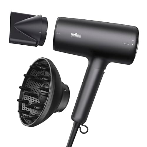 Braun Hair Dryer with Diffuser, Blow Dryer with Super-Ionic Technology Reduces Static and Frizz for Smooth, Shiny, Healthy Looking Hair