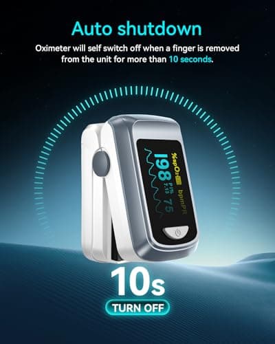 Fingertip Pulse Oximeter Blood Oxygen Saturation Monitor Pulse Ox, Heart Rate and Fast Spo2 Reading Oxygen Meter with OLED Screen Included Lanyard and 2 X AAA Batteries 6