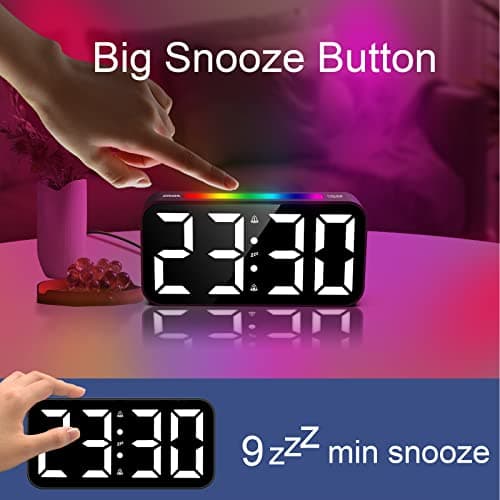 Topski Alarm Clocks for Heavy Sleepers, Vibrating Alarm Clock with Bed Shaker, Night Light, Large Display, Dimmable Loud Clock for Adults Hearing Impaired Deaf Seniors Teens (RGB) 6