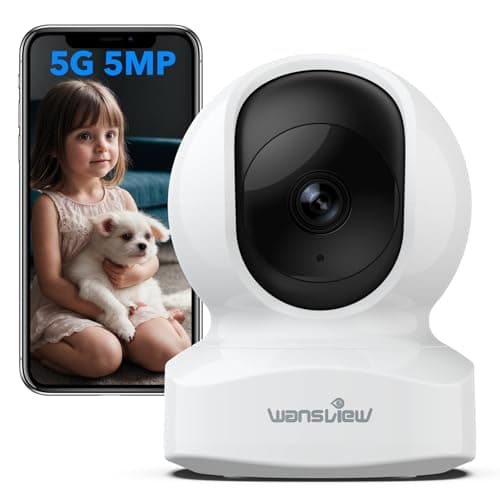 wansview Security Camera, IP Camera, WiFi Home Indoor Camera for Baby/Pet/Nanny, 2 Way Audio Night Vision, Compatible with Alexa, with TF Card Slot and Cloud, Q5 (White, 5MP)