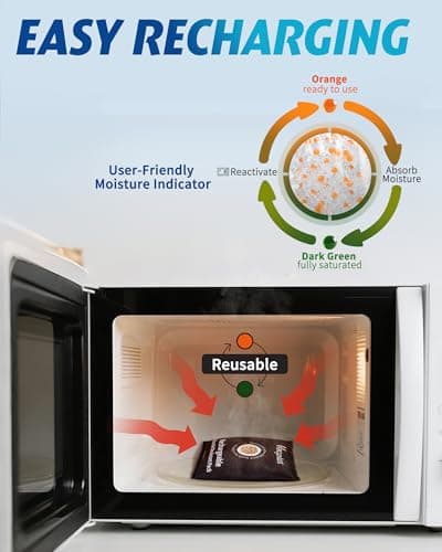 Vacplus 2 Pack 400g Reusable Desiccant Packs for Storage, Large Silica Gel Packets with Indicator Beads, Dehumidifier and Moisture Absorber for Car, Closet, Drawer, 5.8" x 7.1" 5