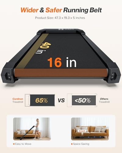 Cardirun Walking Pad with Incline, Portable Under Desk Treadmill for Home Office, 2.5HP Quiet Walking Pad Treadmill, 330lb Capacity & 3.8 MPH, Long Stride, App/Remote Control, LED Display, No Assembly 8