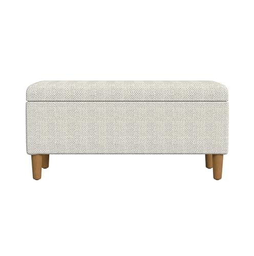 HomePop Malmo Decorative Storage Bench -Cream Chevron Woven 5