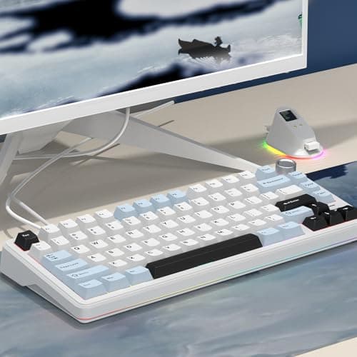 HELLO GANSS 75% Wired Hot Swappable Mechanical Keyboard with Metal Knob | Mount Gasket | Programmable RGB Backlit & Adjustable Side Lighting (Peach Linear Switch) 6