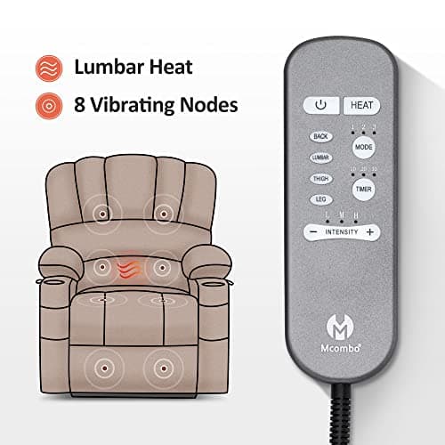 MCombo Power Lift Recliner Chair for Elderly, Lift Chair with Heat and Massage, USB &Type C Ports, Cup Holders, Faux Leather 7095 (Medium, Light Brown) 5