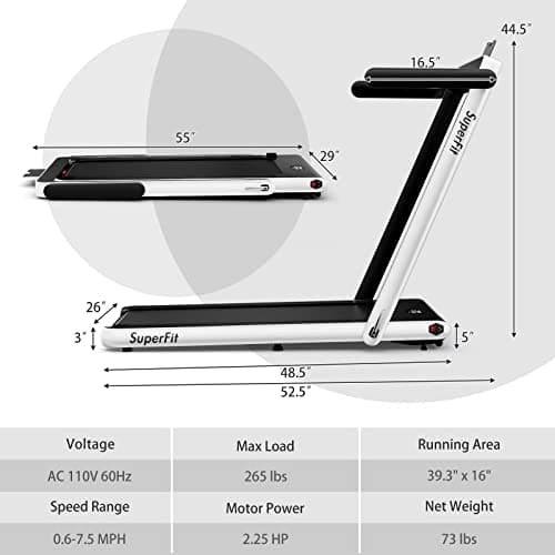 Goplus 2 in 1 Folding Treadmill, 2.25HP Superfit Under Desk Electric Treadmill, Installation-Free with Remote Control, APP Control and LED Display, Walking Jogging for Home Office 8