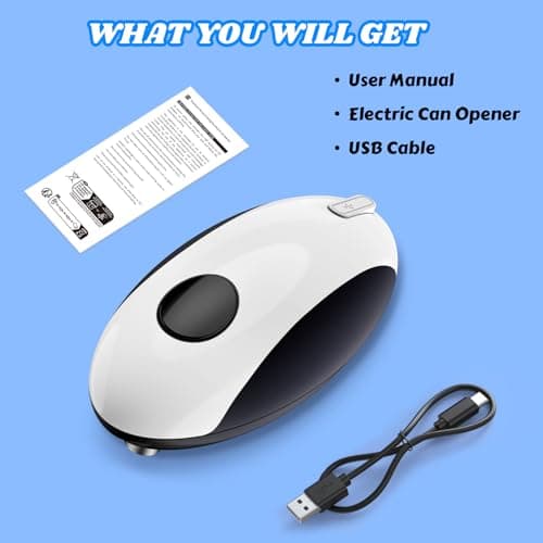 USB Rechargeable Electric Can Opener - Battery Operated, One Touch Auto Operation, Magnetic Lid Holder & Smooth Edge Cutting, Cordless & Hands Free Tin Opener for Seniors, Works with All Standard Cans 7