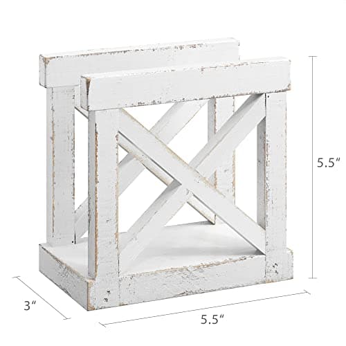 Barnyard Designs Farmhouse Napkin Holder for Table - Vintage Rustic Distressed Wooden Napkin Holder Dispenser for Kitchen, 5.5" x 5.5" (White) 4