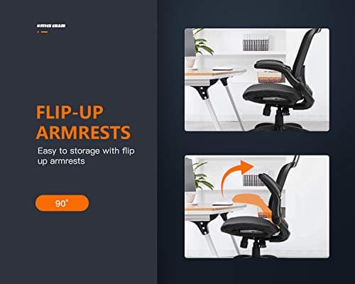 Office Chair Ergonomic Desk Chair Mesh Computer Chair with Lumbar Support Headrest Flip UP Arms Rolling Swivel Adjustable Task Chair for Adults,Black 5