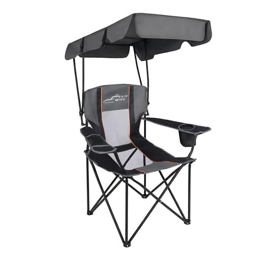 FAIR WIND Oversized Camping Chair with Canopy, Beach Chair with Canopy Shade for Adults, Heavy Duty 380 LBS Portable Folding Chair for Outdoor