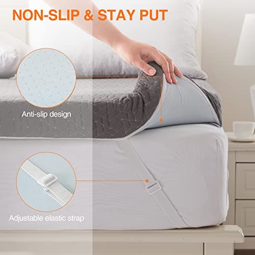 bedluxury 3 Inch California King Size Mattress Topper Gel Memory Foam, High Density Soft Foam Mattress Pad Cover, Bed Topper with Removable Breathable Cover,Grey 5