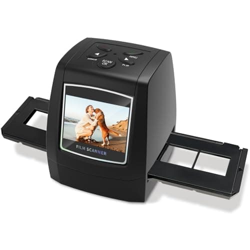 Mini Digital Film & Slide Scanner – Converts 35mm Negatives & Slides to JPEG Photo – Includes 2.4 LCD Screen – Easy Load Film Adapters