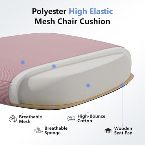 SeekFancy Ergonomic Office Chair M903, Computer Desk Chair with Wheels, High Back Mesh Office Chair with Adjustable Lumbar Support, Headrest, Flip-Up Armrests, Pink 8