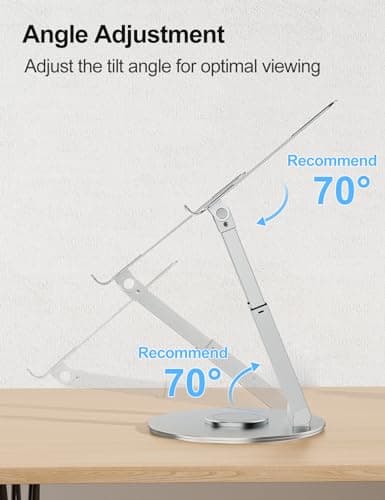 tounee Telescopic Laptop Stand for Desk with 360° Swivel Base, Sit to Stand, Height Adjustable, Portable Riser Holder for Good Posture, Compatible with All Laptops 10-17"-Silver 5