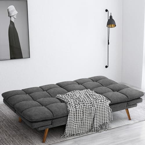 IULULU Futon Sofa Bed, Modern Convertible Sleeper Couch Daybed with Adjustable Armrests for Studio, Apartment, Office, Small Space, Compact Living Room 7