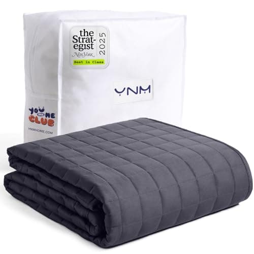 YnM 12lbs Weighted Blanket for Adults, Breathable Heavy Bed Throw Blanket with Cooling Glass Beads for All Season Use, Ideal for ~110lbs (48x72 Inches, Twin/Full, Dark Grey)