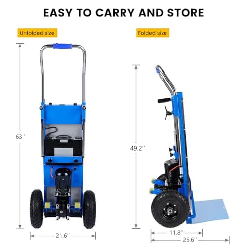 Electric Stair Climbing Dolly, 1200w Electric Hand Trucks Foldable, Large Capacity Stair Climbing Hand Trucks Dolly Cart with 4m Safety Rope, for Mobile Furniture Logistics Warehouse (880 lbs) 7