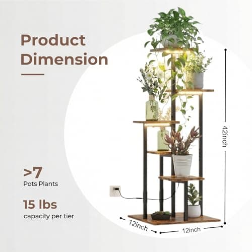 VonDream 5 Tier Plant Stand Indoor, Tiered Plant Stands for Indoor Plants Multiple, Corner Flower Stand for Living Room, Multi-Layer Vintage Design Plant Shelf 6