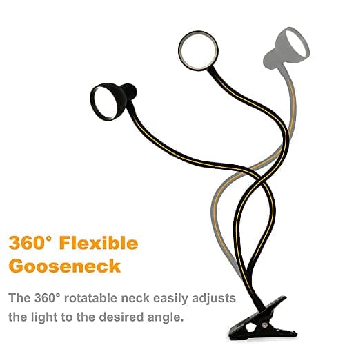 LiFMIRA Clip-on Reading Light - 3 Color Modes, 10 Dimmable Brightness, Eye Care Clamp Desk Lamp with Flexible Gooseneck for Reading in Bed, Desk, Headboard, Computer 8