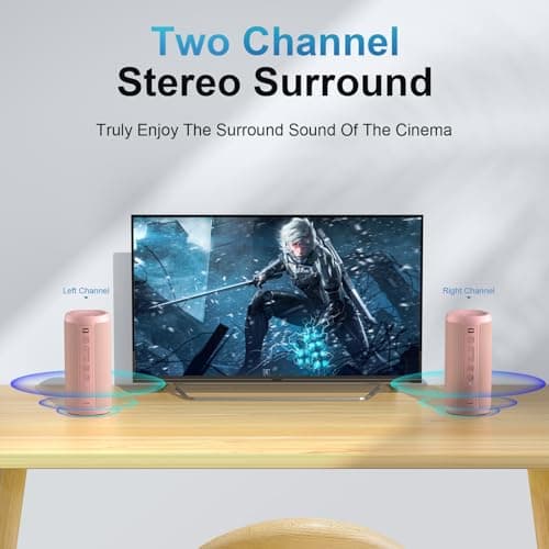Ortizan Wireless Portable Bluetooth Speaker, IPX7 Waterproof, Dustproof and Rustproof, Powerful 24W Sound, Enhanced Bass, 30 Hour Battery, 360° Party Light, and Stereo Pairing (BT 5.3), Gifts - Pink 5