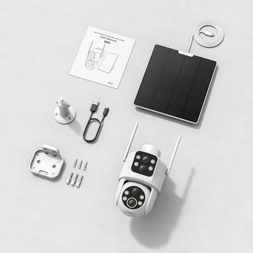 TKENPRO Dual Lens Solar Security Cameras Wireless Outdoor, 2K Full HD Video, 360° View Pan/Tilt Home Security Camera with Color Night Vision, Easy to Install, PIR Alarm, 2.4GHz WiFi 9