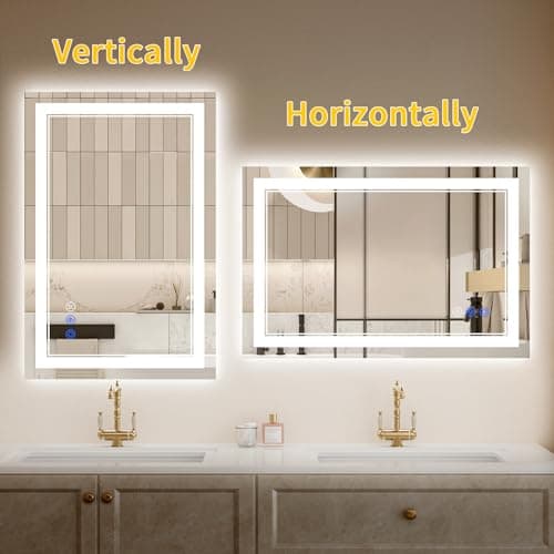 WISSMIELS 24"x32" LED Bathroom Mirror with Lights, Anti-Fog, Backlit + Front Lit, Dimmable, Led Vanity Mirror for Wall, Lighted Bathroom Mirror, 3 Colors, Shatter-Proof Tempered Glass 8