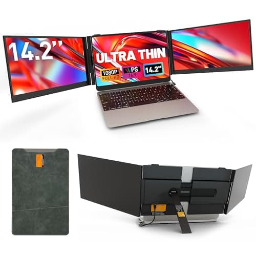 One Cable Connection Laptop Screen Extender Monitor Portable, Ultra Thin 14.2" 1080P FHD Lightweight Triple Screen,Fit for 13-17" Laptop, Plug & Play Compatiable with Win/Mac/Chrome/Android/Switch
