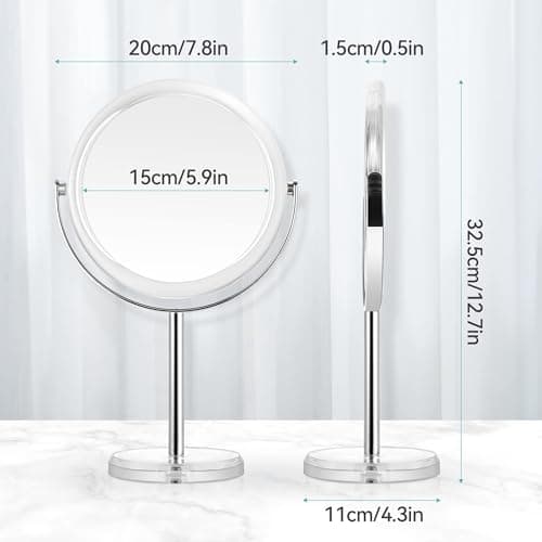 MIYADIVA 20X Magnifying Makeup Mirror,Double Sided 1X & 20X Magnifying Mirror with Stand,Tabletop Magnified Vanity Mirror with 360°Rotation for Bathroom or Bedroom 7.8 Inch 6