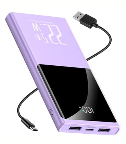 JONKUU Portable Charger 10000mAh, Power Bank 22.5W Fast Charge, Slim Battery Backup with USB C in/Out, LCD Display External Battery Pack for iPhone 16 15 14 13 12, Samsung, Google, Android etc